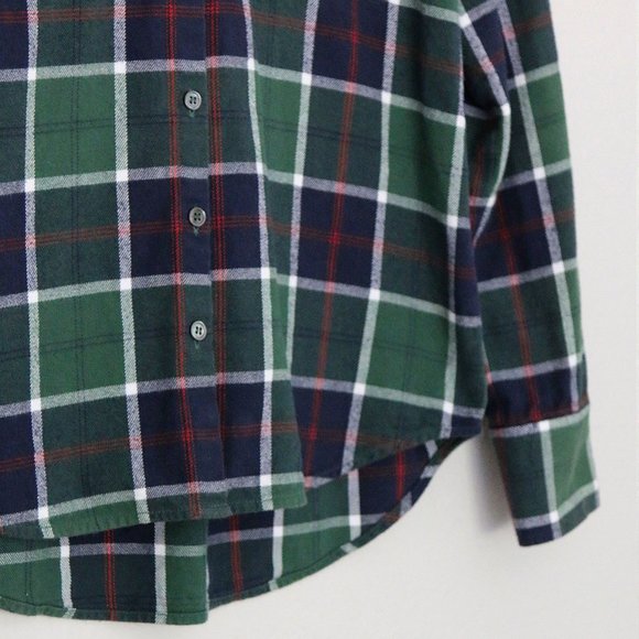 DEREK LAM 10 CROSBY Green Navy Blue Tartan Plaid Button Down Shirt 4 100% Cotton - Picture 8 of 15
